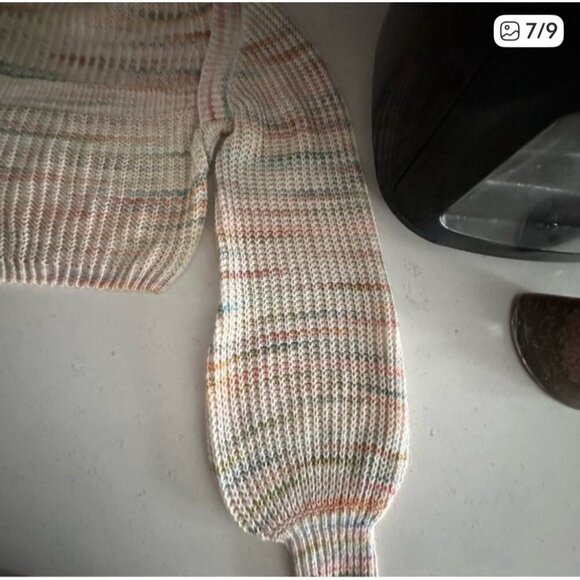 Blue Blush Womens Multicolor Knit Cropped Sweater M - Picture 7 of 9